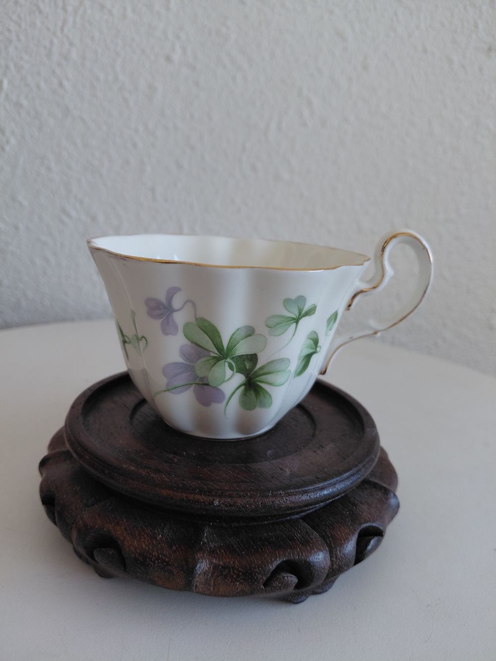 Adderley Fine Bone China England Tea Coffee Single Cup Lavander/Green Clover VTG